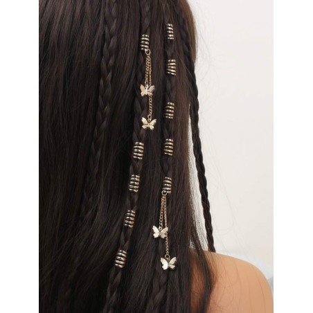 10 piezas Goma de pelo en espiral con accesorio de mariposa