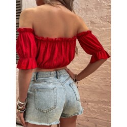 Blusa de hombros descubiertos fruncido